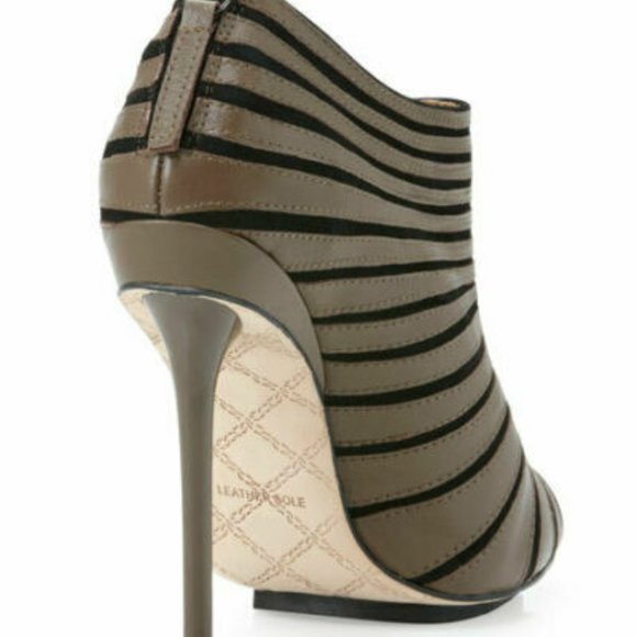 L.A.M.B. Gwen Stefani Bindi Leather Peep Toe Zip UP Ankle Boots in Brown 7.5 - Picture 4 of 16